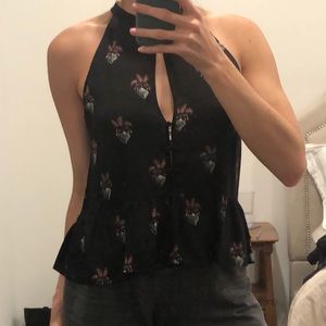 A.L.C. Peplum black silk top - 8